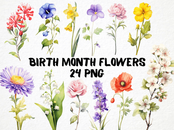 Download Birth Month Flower Clipart Bundle - Month flower Collection
