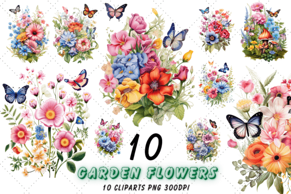 Download Watercolor Garden Flowers Clipart Bundle - Garden flowers clipart Collection