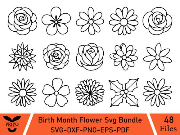 Download Birth Month Flower Svg Bundle - Month flower Collection