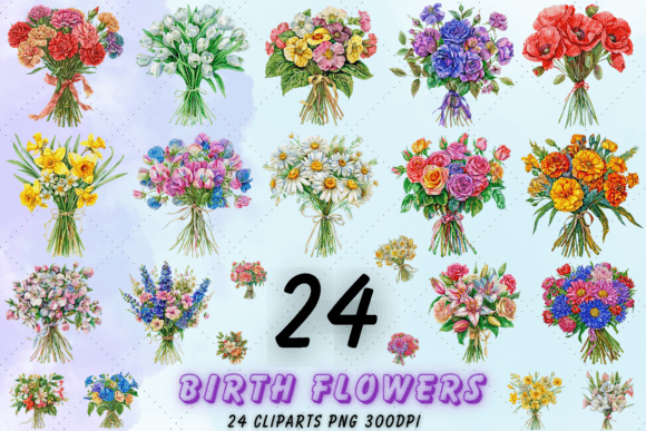 Download Birth Month Flower Clipart, Birthday PNG - Month flower Collection