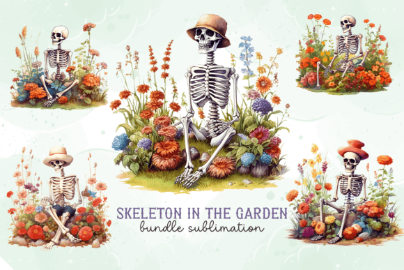 Download Skeleton in the Garden Flowers Clipart - Garden flowers clipart Collection