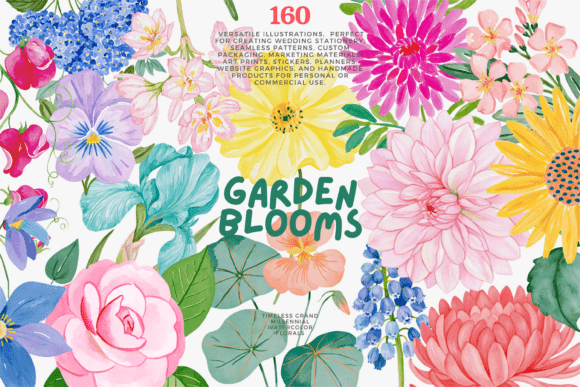 Download Watercolor Garden Flowers Clipart Set - Garden flowers clipart Collection