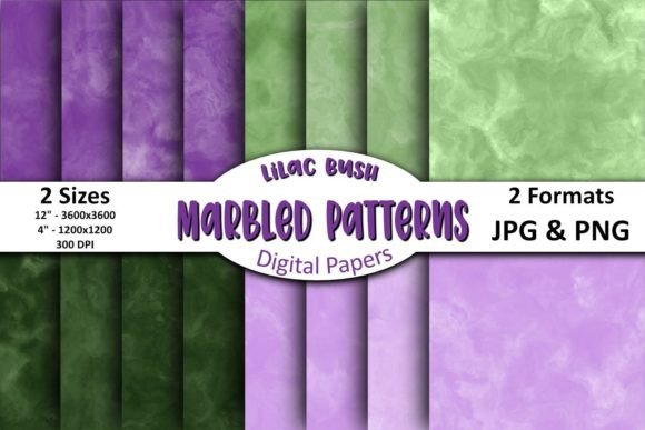 Download Spring Lilac Bush Marbled Digital Papers - Spring lilac Collection