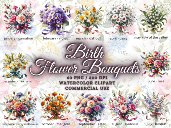 Download Birth Month Flower Clipart - Flower Png - Month flower Collection