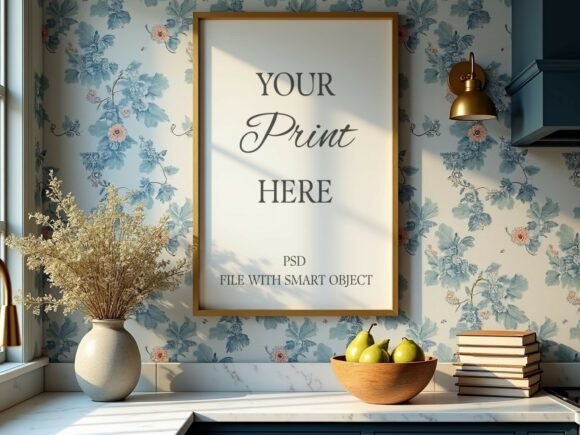 Download Kitchen Countertop Gold Frame Wallpaper - Premium Resources